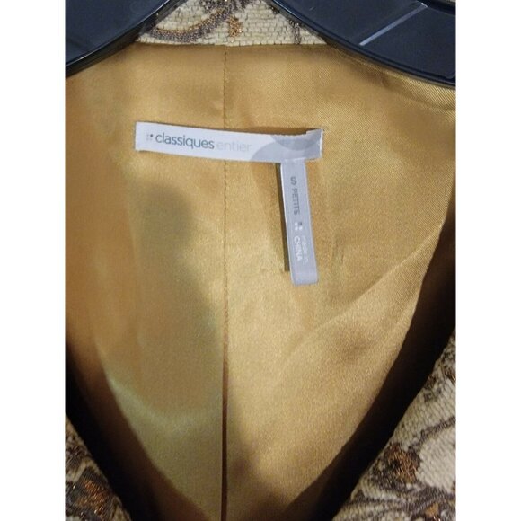 Classiques Entier Womens Tan and Brown Brocade Style Dress Coat sz Small Petite - Picture 3 of 9